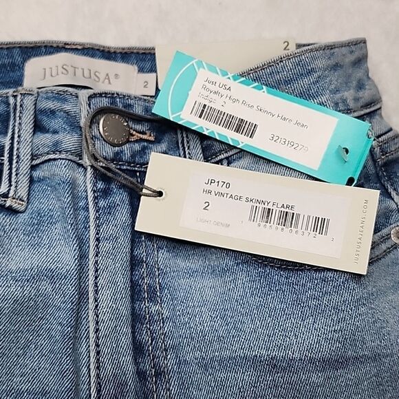 083 NWT Just USA Royalty High Rise Skinny Flare Jean Size 2 - Picture 8 of 8
